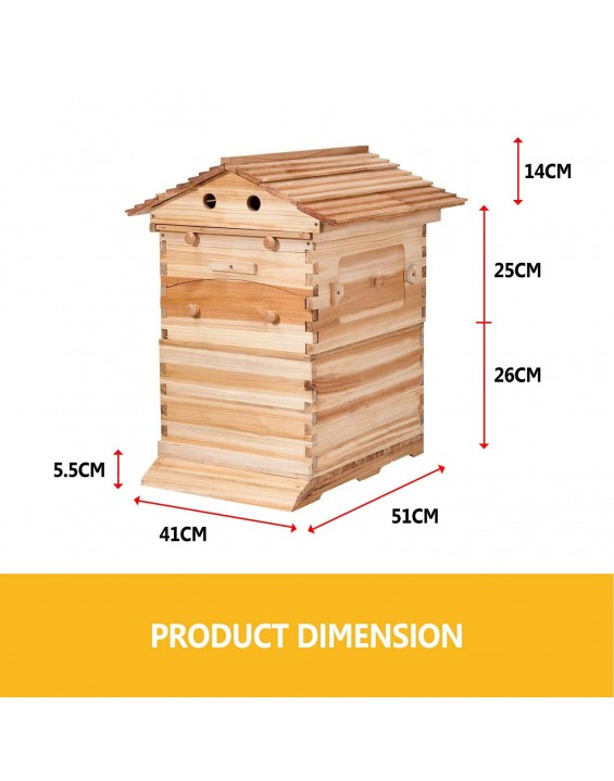 Auto-Flow Wooden Beehive House + 7PCS Upgraded Bee Hive Frames Beekeeping Brood Box Food Grade Jacket Gloves Filter Frame Holder Scraper
