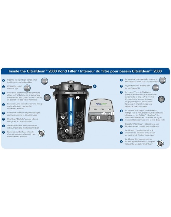 Aquascape 95053 UltraKlean 2000 Gallon Biological Pressure Filter with 14 Watt UV Clarifier Sterilizer for Pond Water Feature, 2,700 GPH