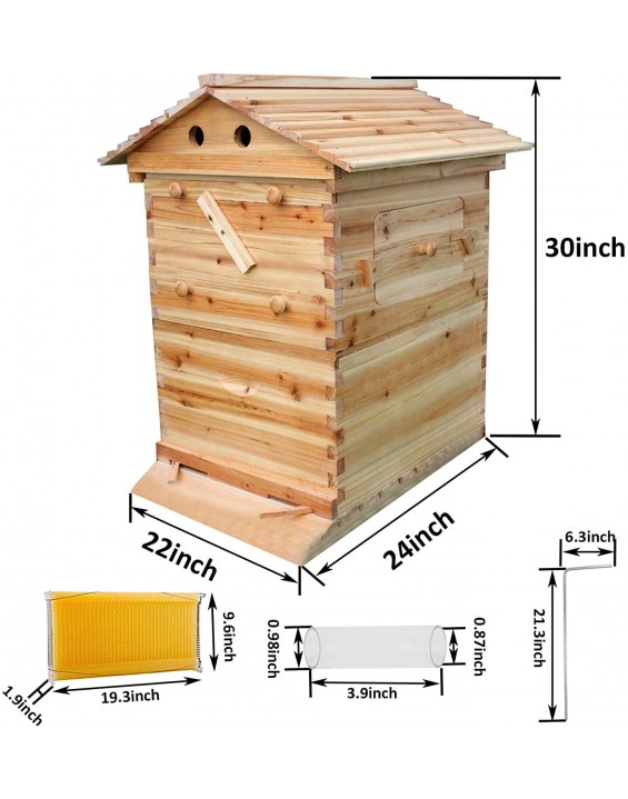 Flow Hive Beehive Kit,Wooden Beekeeping House Beehive Boxes with 7 PCS Auto Bee Hive Frame for Beginning Professional Beekeepers