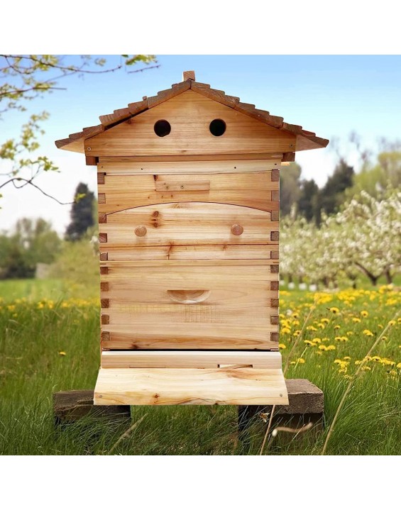 Flow Hive Beehive Kit,Wooden Beekeeping House Beehive Boxes with 7 PCS Auto Bee Hive Frame for Beginning Professional Beekeepers