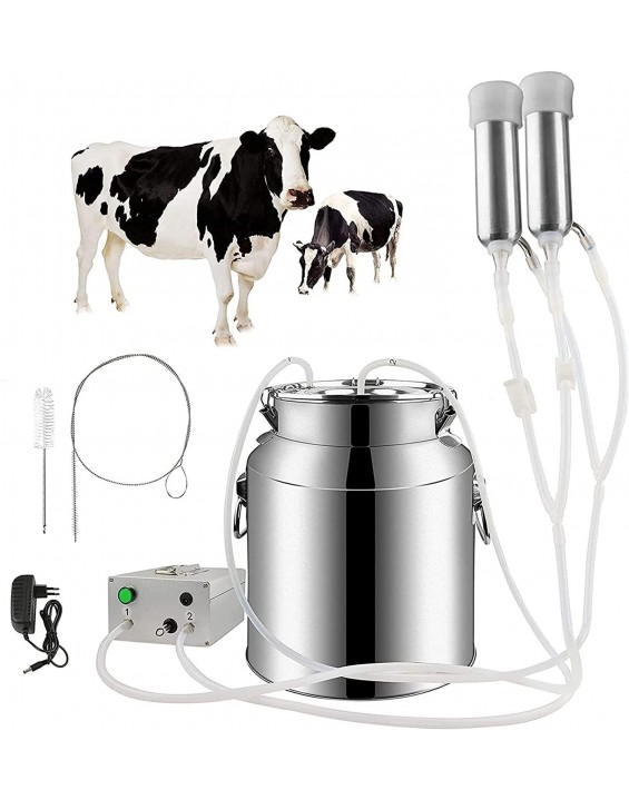 Electric Milking Machine for Goat Cow Auto-Stop Milker Machine Pulsating Stainless Steel Vacuum Pump Bucket Automatic Portable Livestock for Farm Household Goat Milker ( Color : For Cows , Size : 7L )