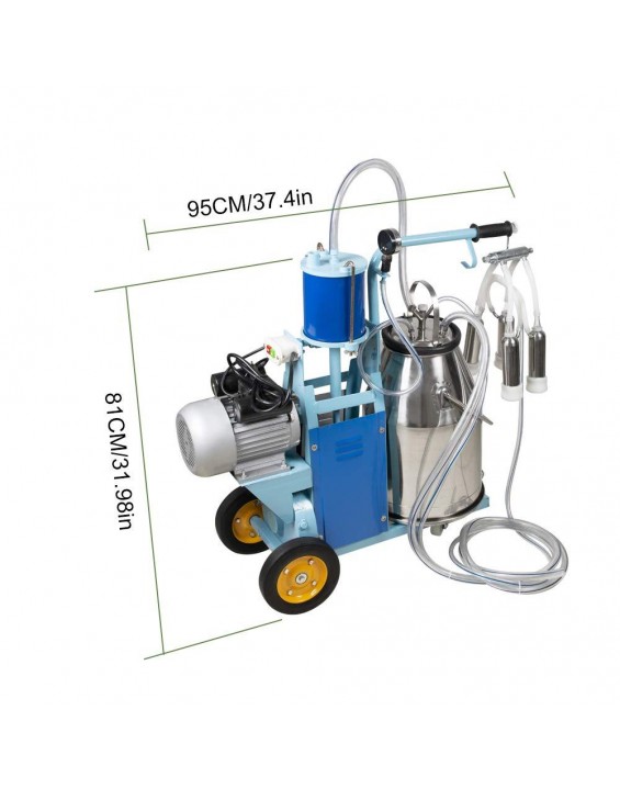 Electric Milking Machine with 25L 304 Stainless Steel 550W, Pulsation Vacuum Pump Milker for Farm Cows Bucket Milking Supplies 110V/220V
