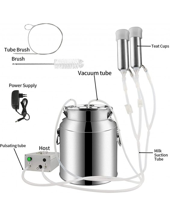 HSY SHOP Electric Milking Machine,Portable Goat Breast Pump, Stainless Steel Milking Vacuum Pump, Accessories Goat Milking Machine, Sheep Milk Milking Supplies for Goat/Sheep