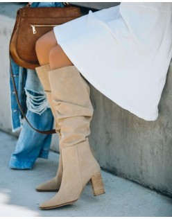 Dolce Heeled Slouch Boot - Taupe