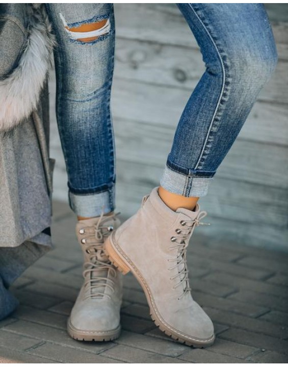 Giselle Faux Suede Lace Up Boot