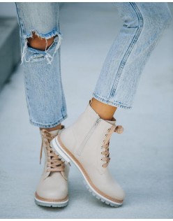 Paula Faux Leather Lace Up Boot