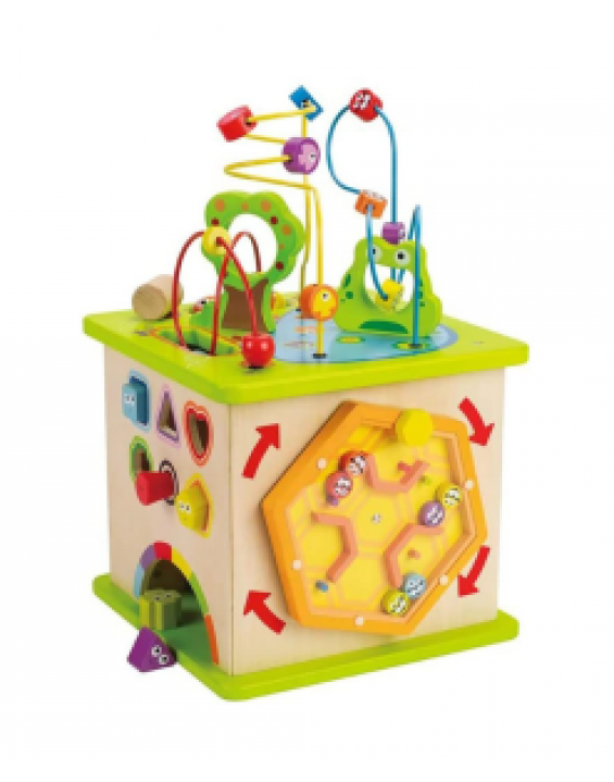 Hape Country Critters Wooden Activity Play Cube, Puzzle Toy For Toddlers