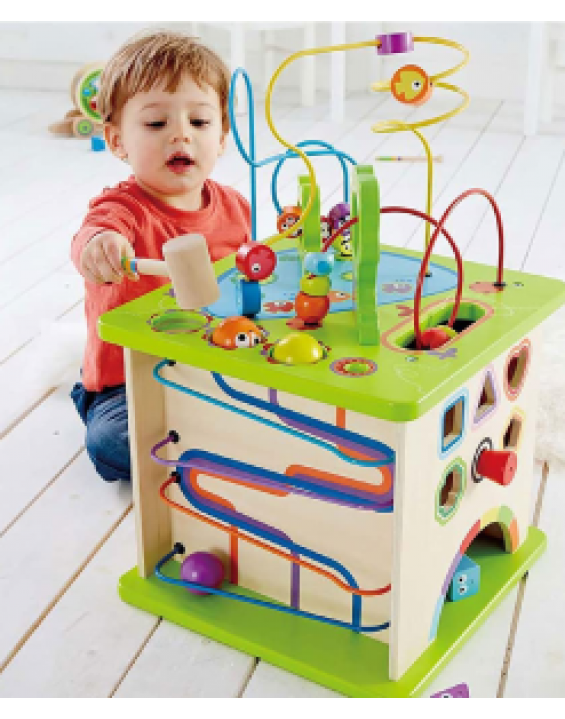 Hape Country Critters Wooden Activity Play Cube, Puzzle Toy For Toddlers