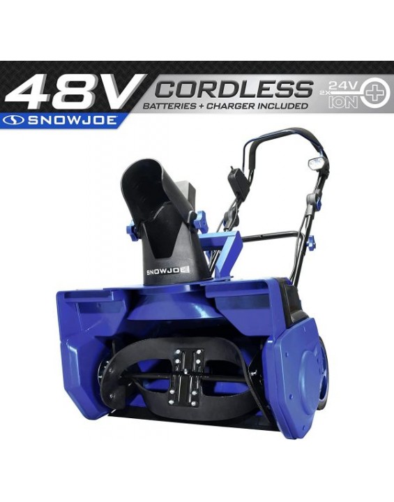 Snow Joe 24V-X2-SB21 48-Volt iON+ Cordless Snow Blower Kit, W/ 2 x 4.0-Ah Batteries and Dual Port Charger, 21 in
