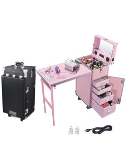 Byootique Nail Table Makeup Station Speaker Drawers Mirror