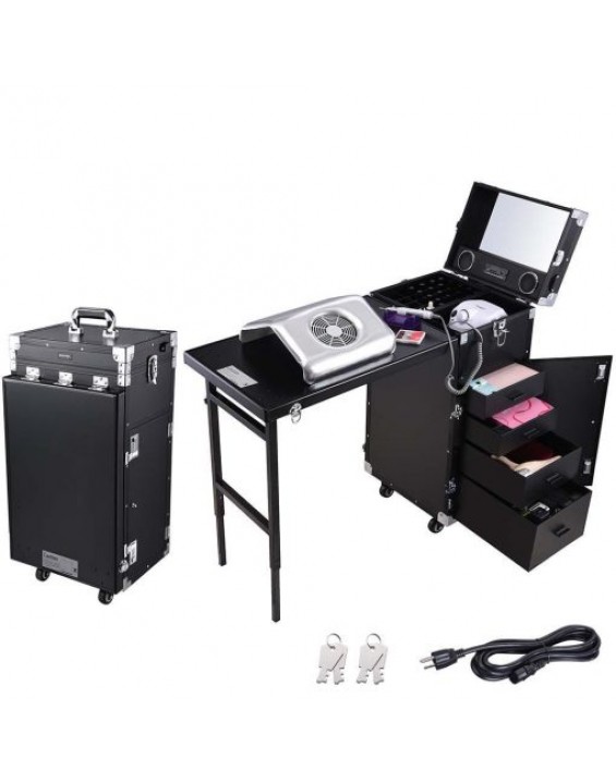 Byootique Nail Table Makeup Station Speaker Drawers Mirror