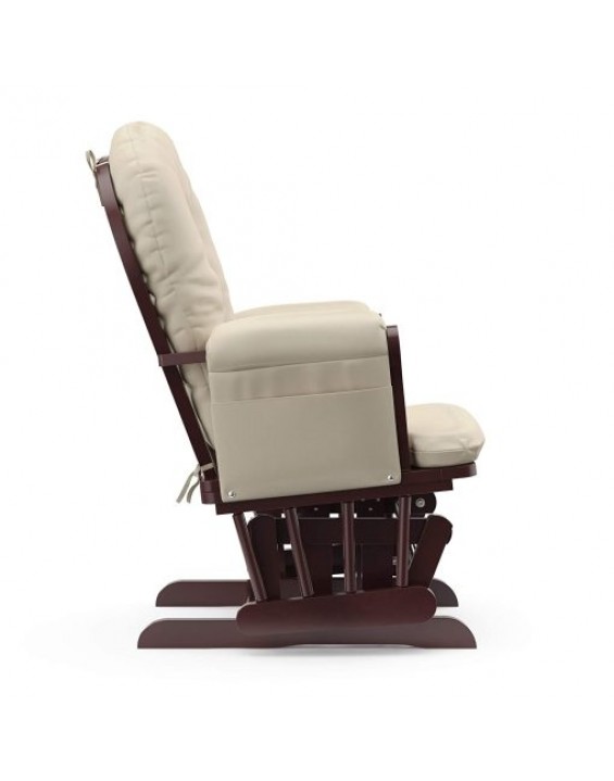Cherry, Beige Premium Hoop Glider & Ottoman chair w/ Storage Pocket