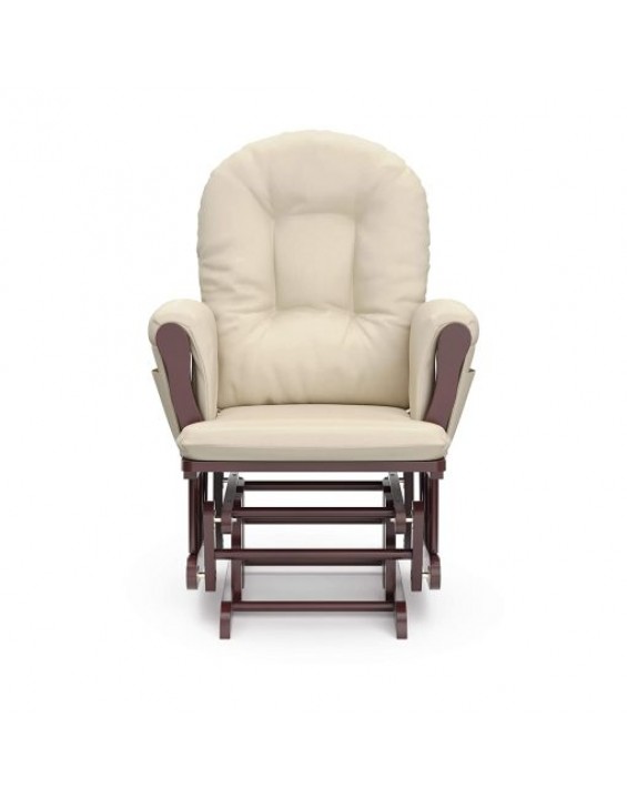 Cherry, Beige Premium Hoop Glider & Ottoman chair w/ Storage Pocket