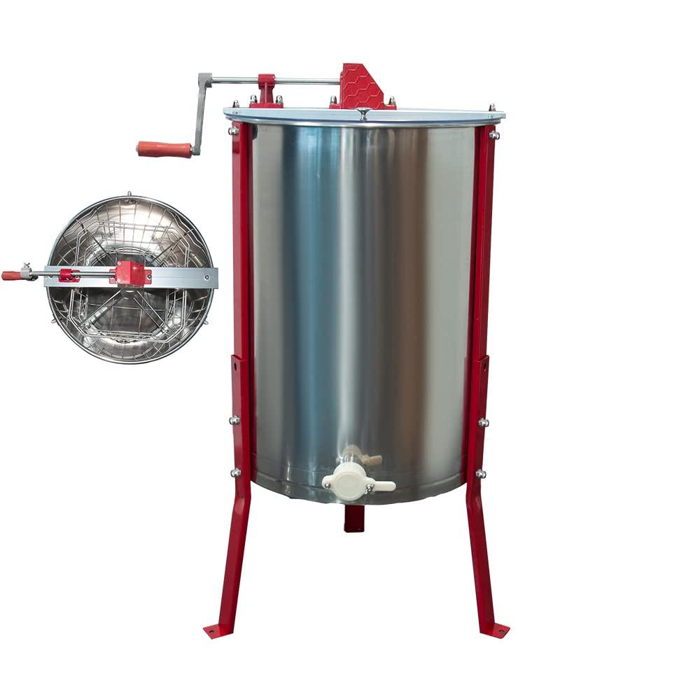 4 Frame Manual Honey Extractor Separator,304 Food Grade Stainless Steel Honeycomb Spinner Drum Manual Crank with Adjustable Height Stands,Beekeeping Pro Extraction Apiary Centrifuge Equipment