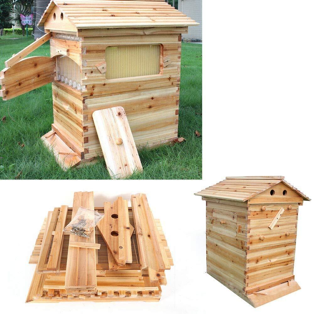 7Pcs Beekeeping Wooden House Beehive Boxes Auto Honey Bee Hive Frames for Beekeepers Food Grade BPA Updated Auto Honey Frames Cedarwood Brood House