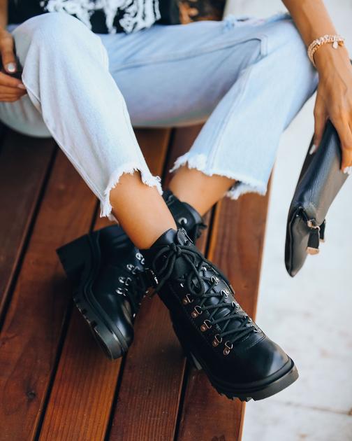 Czech Faux Leather Heeled Combat Boot